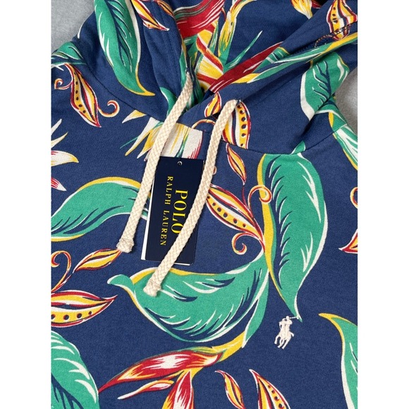 Polo Ralph Lauren Men's Tropical Floral Print Hoodie Navy Blue Size L